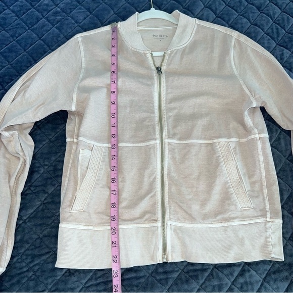 Athleta Sweater Farallon Women Small Tan Zip Up Lightweight Jacket Mocha Latte T - Picture 5 of 9